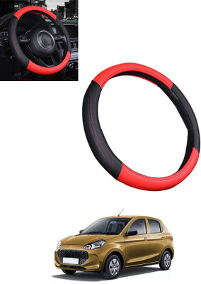 MATIES Steering Cover For Maruti Alto K10(Red/Black, Leatherite)