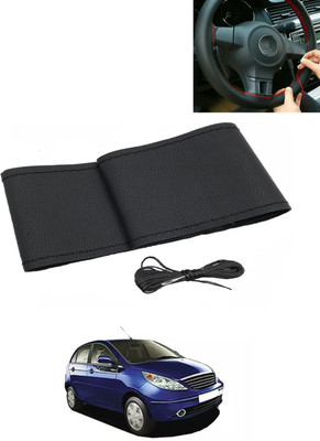 AYW Hand Stiched Steering Cover For Tata Vista(Black, Leatherite)