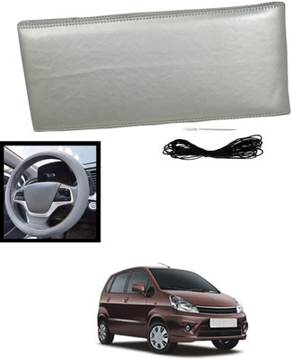 MATIES Hand Stiched Steering Cover For Universal For Car Zen Estilo(Silver, Leatherite)