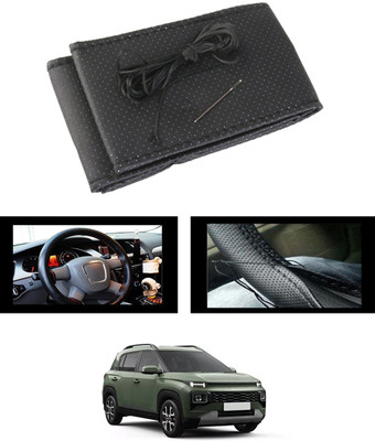 MSNP Hand Stiched Steering Cover For Skoda Fabia(Black, Leatherite)
