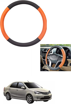MATIES Steering Cover For Toyota Etios Liva(Tan/Black, Leather)