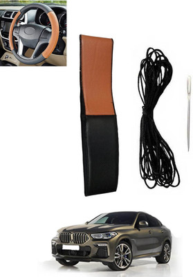 MSNP Hand Stiched Steering Cover For BMW X6(Tan, Black, Leatherite)