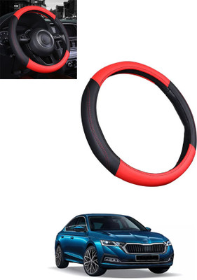 monolive Steering Cover For Skoda Octavia(Red, Black, Leatherite)