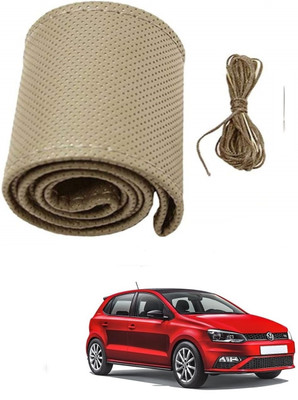 ARNEJA Hand Stiched Steering Cover For Volkswagen Polo GT(Beige, Leather)