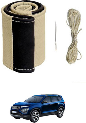 monolive Hand Stiched Steering Cover For Tata Safari(Beige/Black, Leatherite)