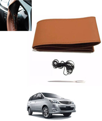 monolive Hand Stiched Steering Cover For Universal For Car Innova(Tan, Leatherite)