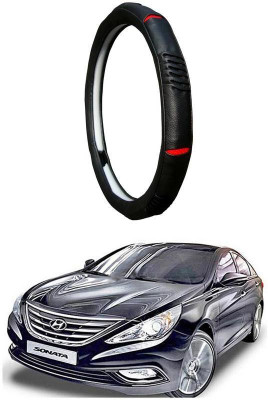 AUTO PEARL Steering Cover For Hyundai Sonata Fluidic(Diamond Black Red, Leatherite)