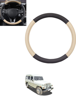 monolive Hand Stiched Steering Cover For Mahindra Marshal(Beige, Black, Leatherite)