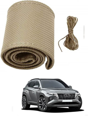ARNEJA Hand Stiched Steering Cover For Hyundai Tucson(Beige, Leather)
