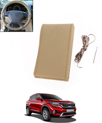 ABJD Hand Stiched Steering Cover For Mahindra Universal For Car(Beige, Leatherite)