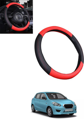 MATIES Steering Cover For Datsun Go(Red/Black, Leatherite)
