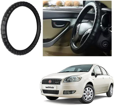 Shubh Auto Hand Stiched Steering Cover For Fiat Linea(Black, Leatherite)