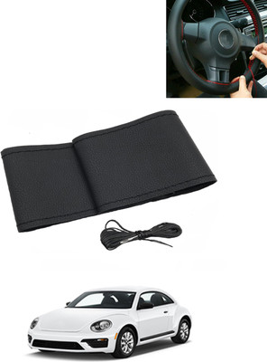 MATIES Hand Stiched Steering Cover For Volkswagen Beetle(Black, Leatherite)