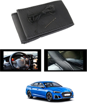 ABJD Hand Stiched Steering Cover For Audi S5(Black, Leatherite)