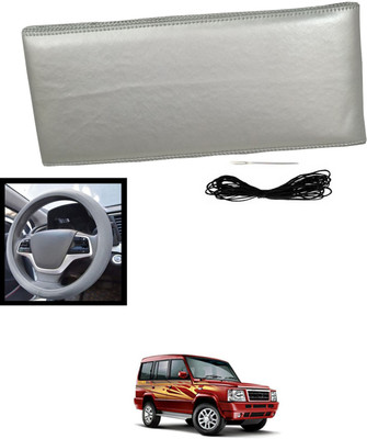 MATIES Hand Stiched Steering Cover For Tata Sumo(Silver, Leatherite)