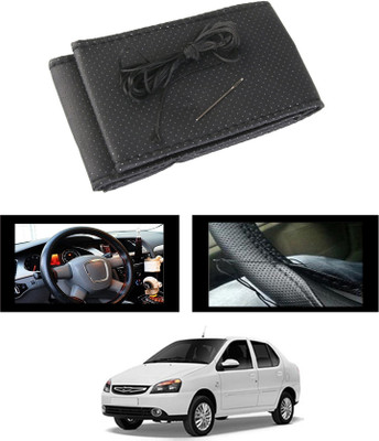 MATIES Hand Stiched Steering Cover For Tata Indigo(Black, Leatherite)