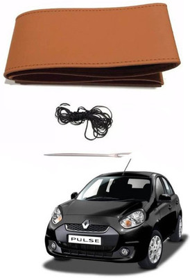 RKPSP Hand Stiched Steering Cover For Universal For Car Pulse(Tan, Leatherite)