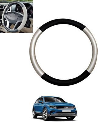 MSNP Steering Cover For Volkswagen Universal For Car(Silver,Black, Leatherite)