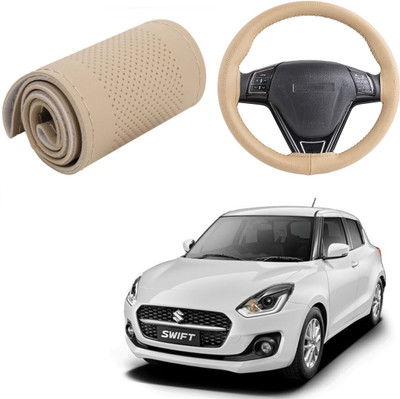 Arnejas Hand Stiched Steering Cover For Maruti New Swift(Beige, Leather)