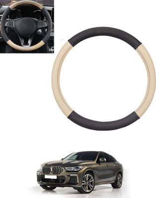 monolive Hand Stiched Steering Cover For BMW X6(Beige, Black, Leatherite)
