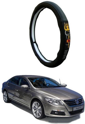 AUTO PEARL Steering Cover For Volkswagen Passat(Black, Leatherite)