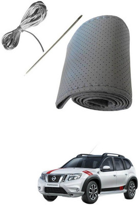 RKPSP Hand Stiched Steering Cover For Universal For Car Terrano(Grey, Leatherite)