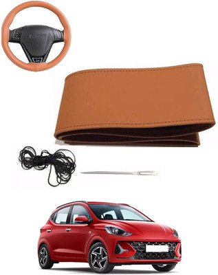 MATIES Hand Stiched Steering Cover For Hyundai Universal For Car(Tan, Leatherite)