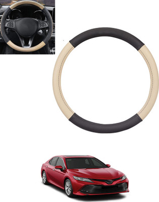 monolive Hand Stiched Steering Cover For Toyota Camry(Beige, Black, Leatherite)