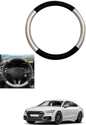 MATIES Steering Cover For Audi S7(Silver, Black, Leather)