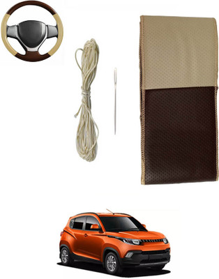 MATIES Hand Stiched Steering Cover For Mahindra KUV100(Beige/Brown, Leatherite)