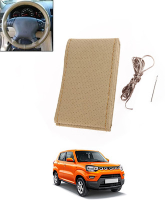 MATIES Hand Stiched Steering Cover For Chevrolet Spark(Beige, Leatherite)