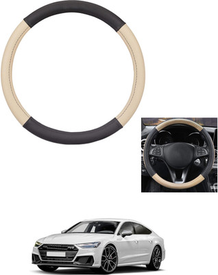 MATIES Steering Cover For Audi S7(Beige/Black, Leather)