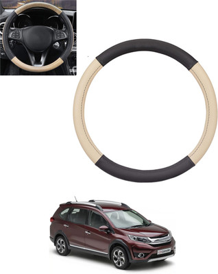 monolive Hand Stiched Steering Cover For Honda Universal For Car(Beige, Black, Leatherite)