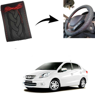 Autoinnovation Hand Stiched Steering Cover For Honda Amaze(Black, Leather)