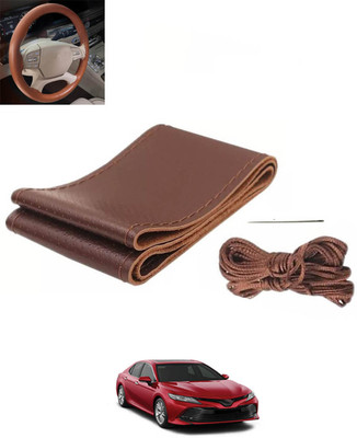 RKPSP Hand Stiched Steering Cover For Toyota Camry(Brown, Leatherite)