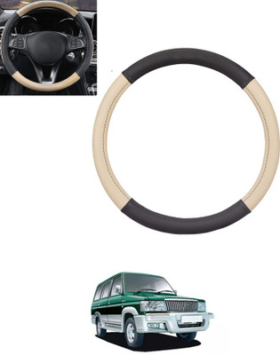 monolive Hand Stiched Steering Cover For Toyota Qualis(Beige, Black, Leatherite)