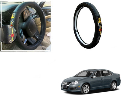 Automotive Prist Steering Cover For Volkswagen Jetta(Black, Leatherite)