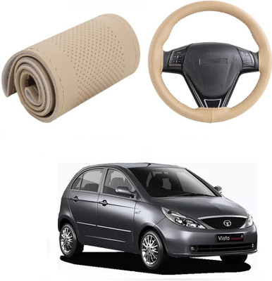 Arnejas Hand Stiched Steering Cover For Tata Indica Vista(Beige, Leather)