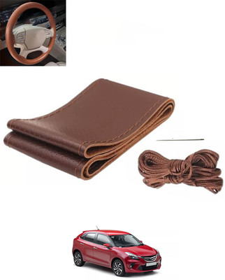 RKPSP Hand Stiched Steering Cover For Hyundai Getz(Brown, Leatherite)