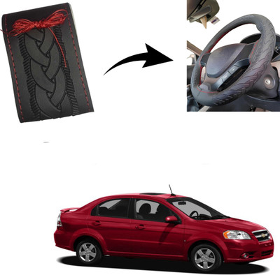 Autoinnovation Hand Stiched Steering Cover For Chevrolet Aveo(Black, Leather)