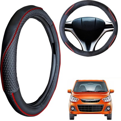 PEEPS STORE Steering Cover For Maruti Alto K10(Black, Leatherite)