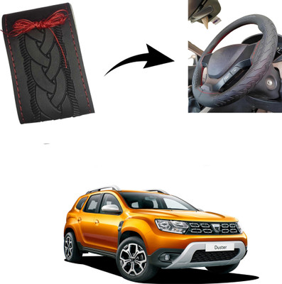 Autoinnovation Hand Stiched Steering Cover For Renault Duster(Black, Leather)