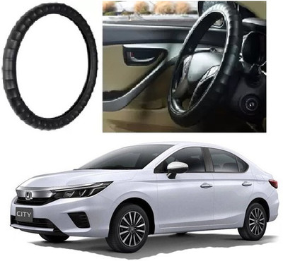 OOLTAH PAHIYA Hand Stiched Steering Cover For Honda New City(Black, Leatherite)