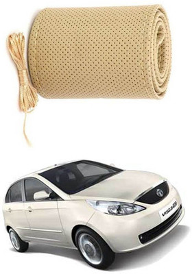 RKPSP Hand Stiched Steering Cover For Universal For Car Universal For Car(Beige, Leatherite)