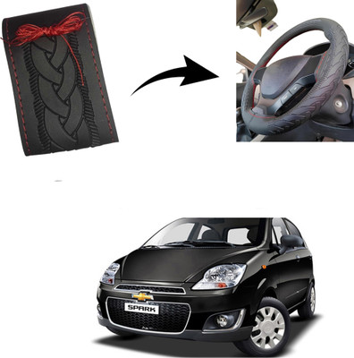 Autoinnovation Hand Stiched Steering Cover For Chevrolet Spark(Black, Leather)