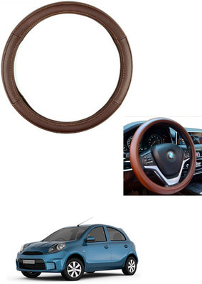MATIES Steering Cover For Nissan Micra Active(Brown, Leather)
