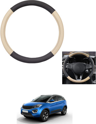 MATIES Steering Cover For Tata Universal For Car(Beige/Black, Leather)