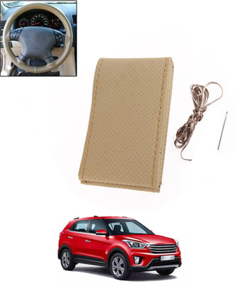 monolive Hand Stiched Steering Cover For Hyundai Creta(Beige, Leatherite)