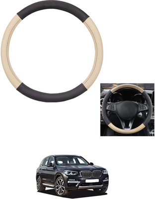 MATIES Steering Cover For BMW X3(Beige/Black, Leather)