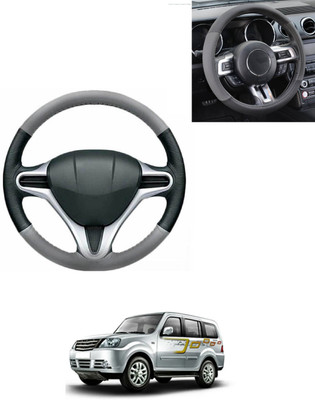 AYW Steering Cover For Tata Grand Dicor(Grey/Black, Leatherite)